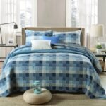 Blue cotton Quilt Set